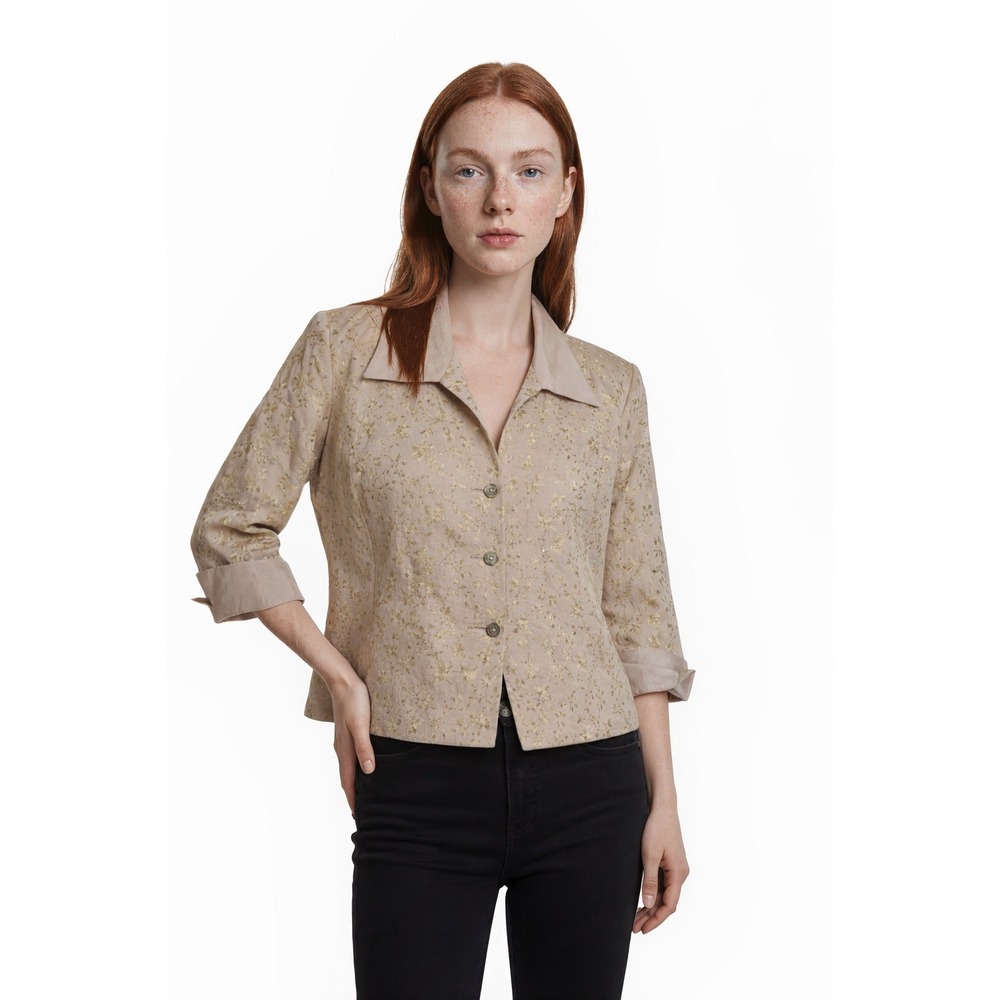 JS Collections Blazer Women's Size 20 Champagne Beige Beaded Floral Cocktail